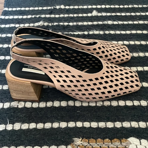 TOPSHOP cutout square toe slingback heels, Size 39 - Picture 2 of 7